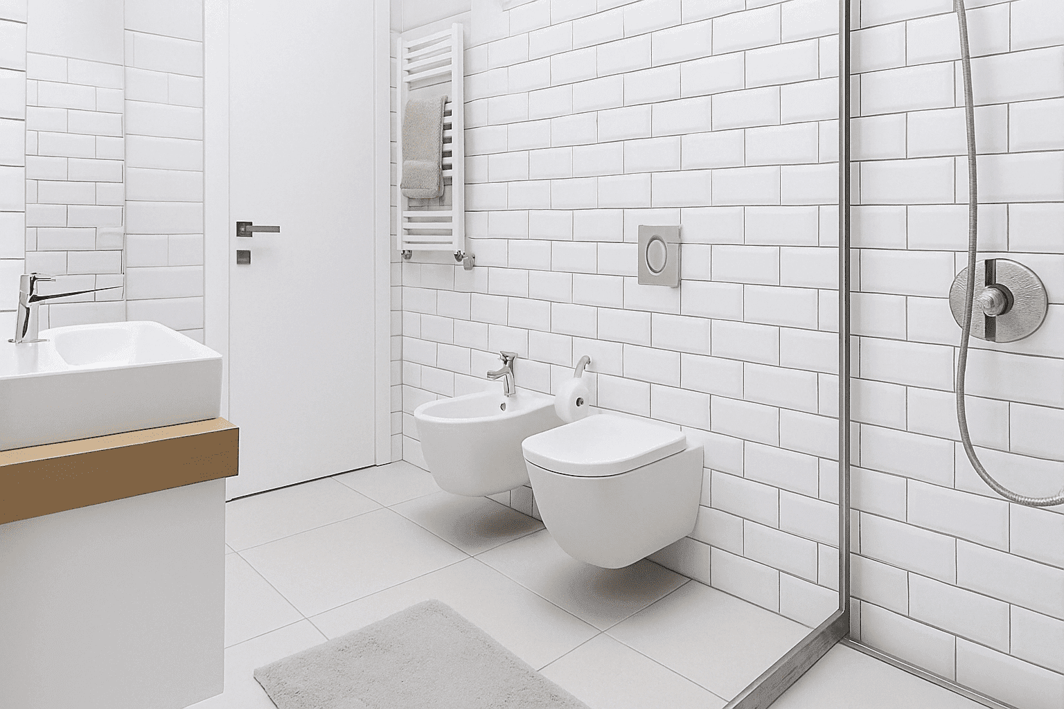 Bagno senza polvere edilizia dopo pulizia post-ristrutturazione