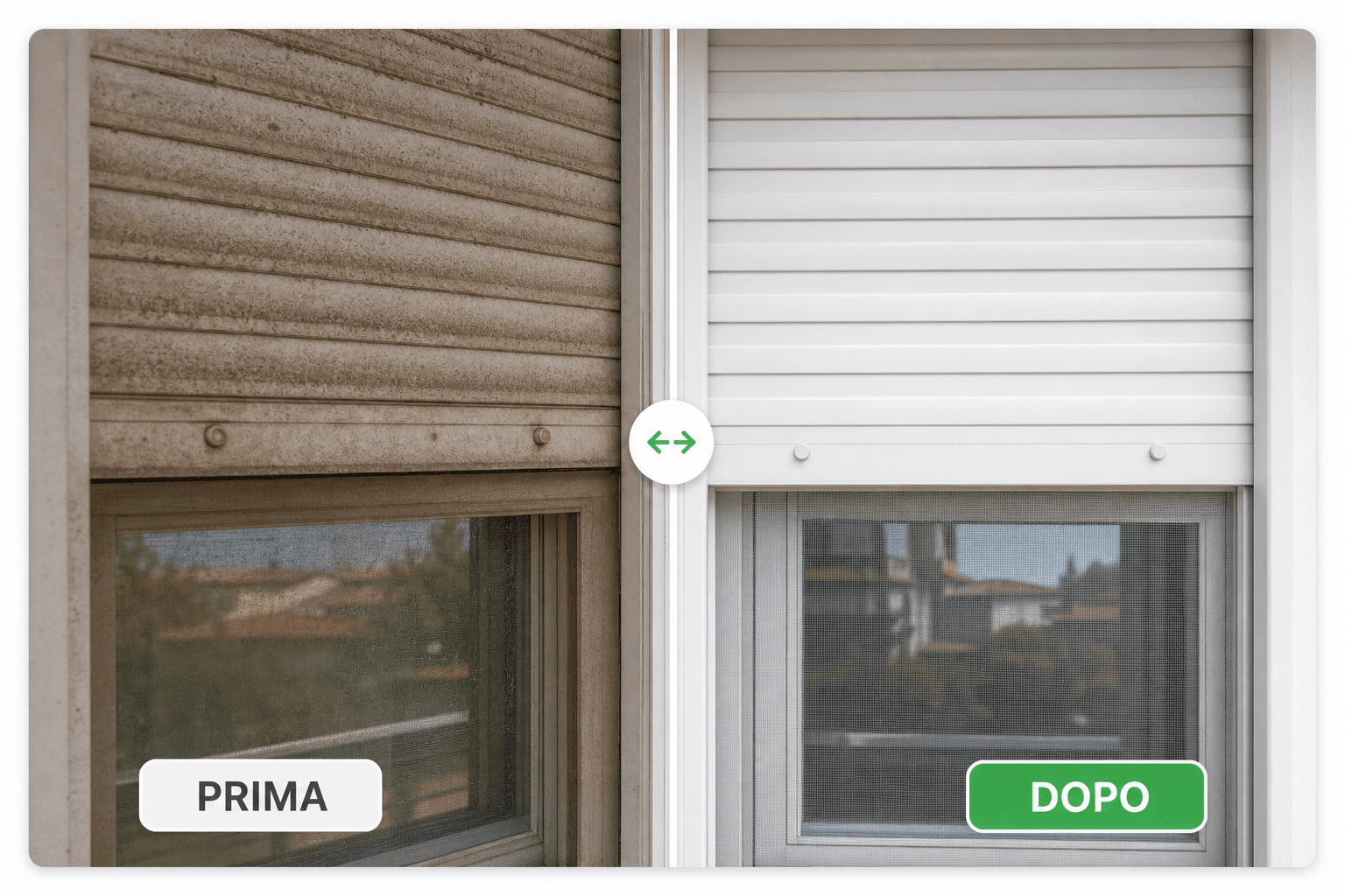 Prima e dopo pulizia vetri a Faenza